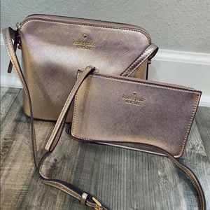 Kate spade crossbody/clutch set Rose Gold